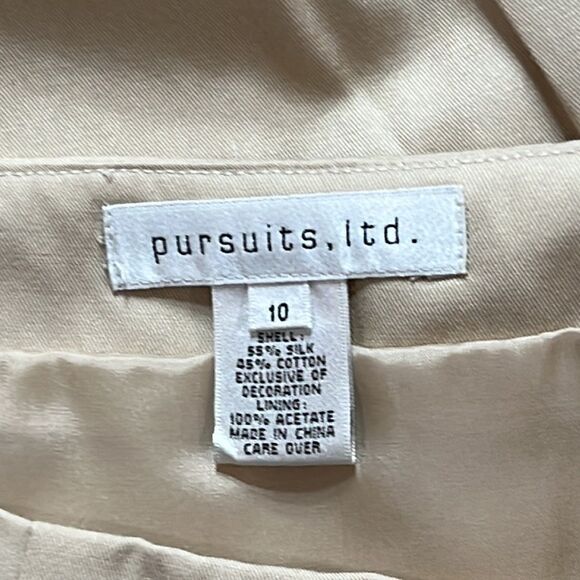 Beaded Khaki Skirt By Pursuits Ltd. Size 10. - Picture 7 of 7